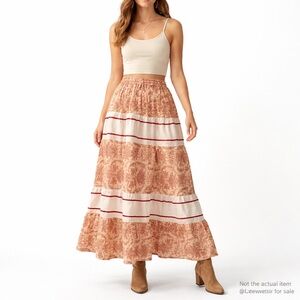 Cottagecore XS–M Rust Floral Maxi Skirt Prairie Boho
